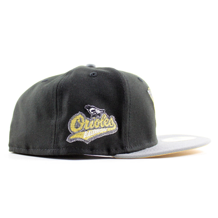 Baltimore Orioles 1992 - 1994 59Fifty New Era Fitted Hat (Black Misty Morning Metallic Gold Under Brim)
