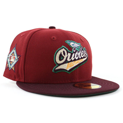Baltimore Orioles 1993 All Star Game 59Fifty New Era Fitted Hat (Brick Maroon Emereld Under Brim)
