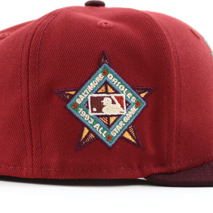 Baltimore Orioles 1993 All Star Game 59Fifty New Era Fitted Hat (Brick Maroon Emereld Under Brim)