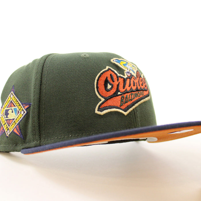 Baltimore Orioles 1993 All Star Game 59Fifty New Era Fitted Hat (SeaWeed Navy Rust Orange Brim)