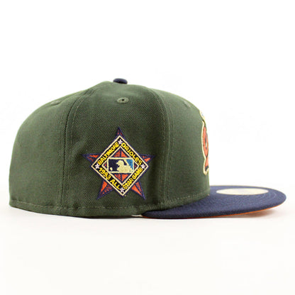 Baltimore Orioles 1993 All Star Game 59Fifty New Era Fitted Hat (SeaWeed Navy Rust Orange Brim)