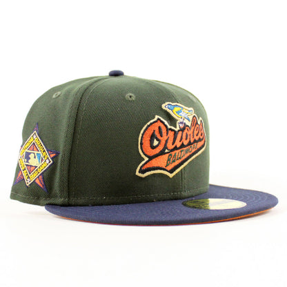 Baltimore Orioles 1993 All Star Game 59Fifty New Era Fitted Hat (SeaWeed Navy Rust Orange Brim)