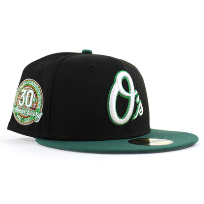 Baltimore Orioles 30th Anniversary 59Fifty New Era Fitted Hat (Black Emerald Gray Under Brim)