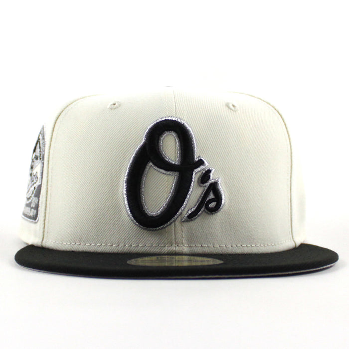 Baltimore Orioles 30th Anniversary 59Fifty New Era Fitted Hat (Chrome White, Black Gray Under Brim)