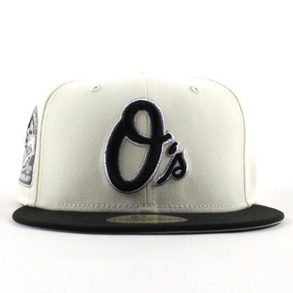 Baltimore Orioles 30th Anniversary 59Fifty New Era Fitted Hat (Chrome White, Black Gray Under Brim)