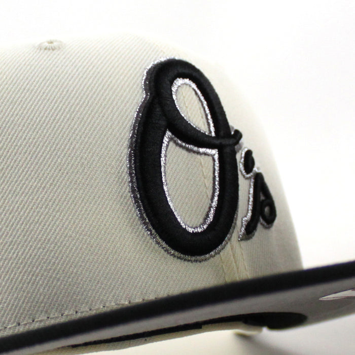 Baltimore Orioles 30th Anniversary 59Fifty New Era Fitted Hat (Chrome White, Black Gray Under Brim)