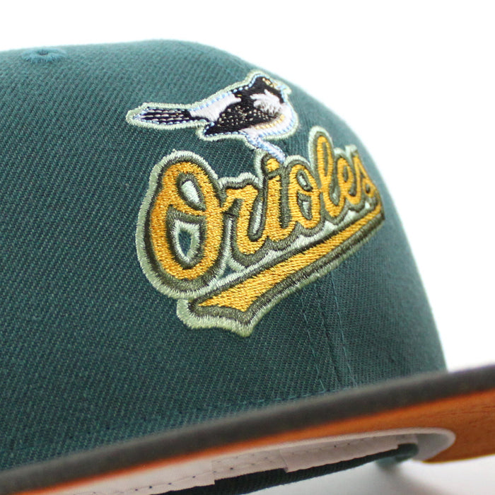 Baltimore Orioles 30TH ANNIVERSARY 59Fifty New Era Fitted Hat (Glow in the Dark Pine Green Pewter Flight Orange Under Brim)