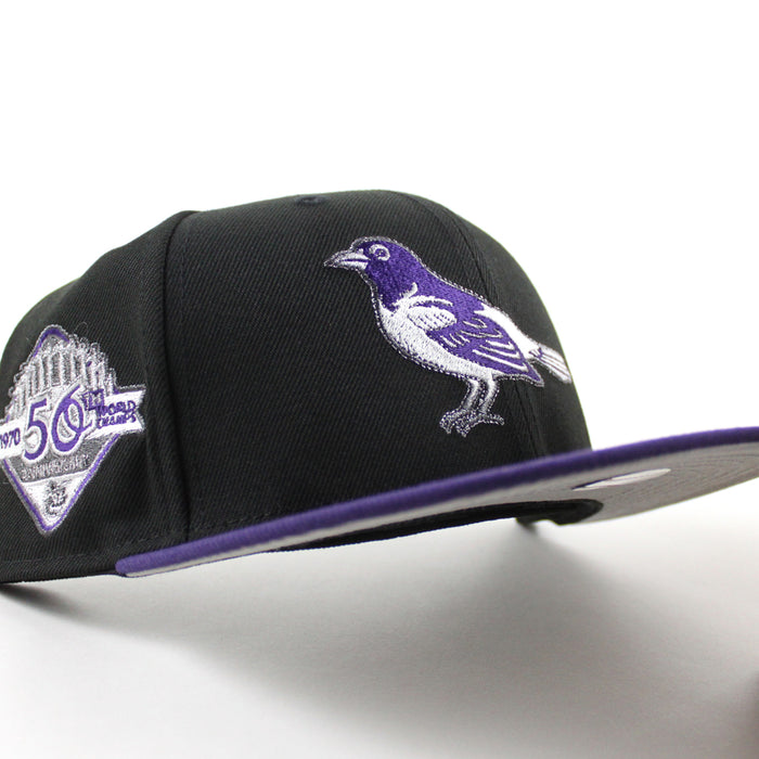 Baltimore Orioles 50th Anniversary 59Fifty New Era Fitted Hat (Black Purple Gray Under Brim)