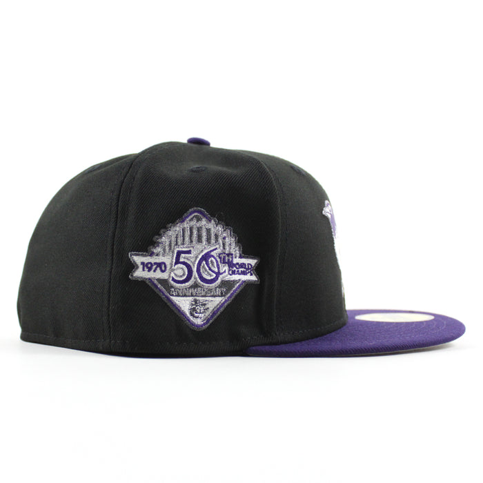 Baltimore Orioles 50th Anniversary 59Fifty New Era Fitted Hat (Black Purple Gray Under Brim)