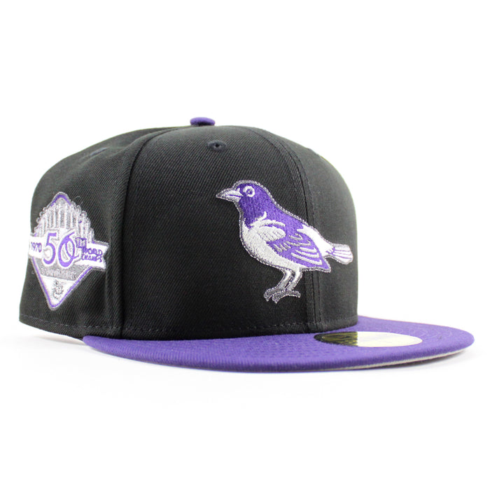 Baltimore Orioles 50th Anniversary 59Fifty New Era Fitted Hat (Black Purple Gray Under Brim)