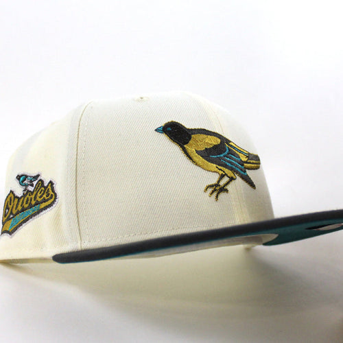 Baltimore Orioles Orioles Patch 59Fifty New Era Fitted Hat (Chrome Graphite Aqua Under Brim)