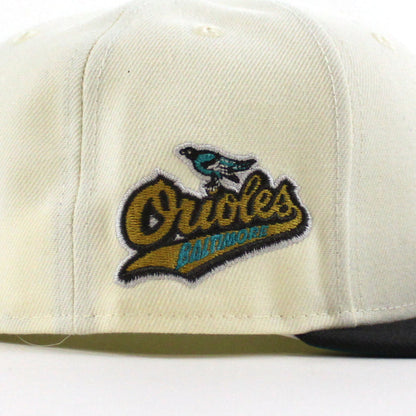 Baltimore Orioles Orioles Patch 59Fifty New Era Fitted Hat (Chrome Graphite Aqua Under Brim)