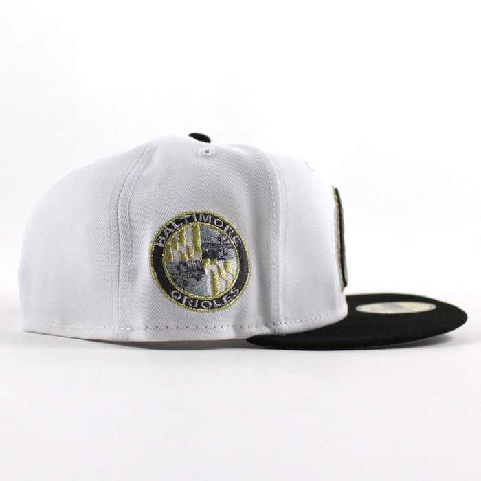 Baltimore Orioles Orioles Patch 59Fifty New Era Fitted Hat (White Black Gray Under Brim)