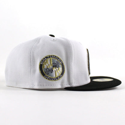 Baltimore Orioles Orioles Patch 59Fifty New Era Fitted Hat (White Black Gray Under Brim)