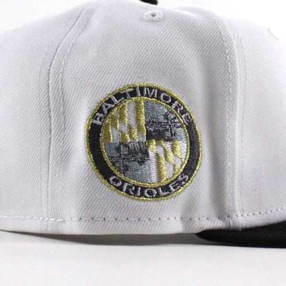 Baltimore Orioles Orioles Patch 59Fifty New Era Fitted Hat (White Black Gray Under Brim)