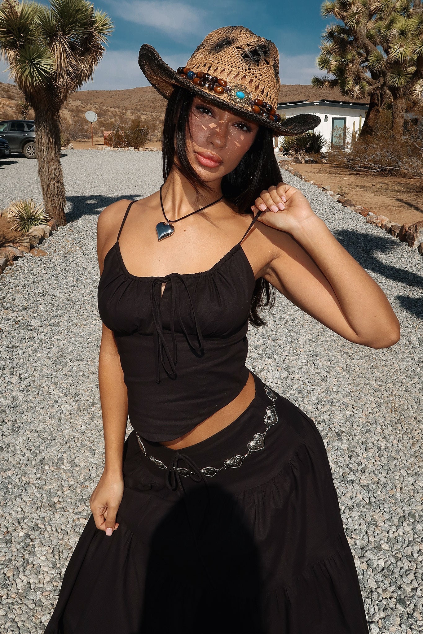 Barbados Linen Top - Black