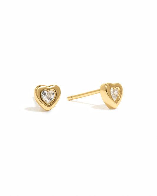 Bezel Heart Studs