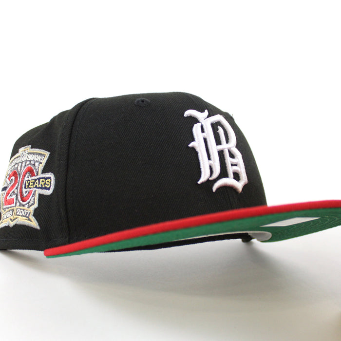 Birmingham Barons 20 Years Patch New Era 59Fifty Fitted hats (Black Red Green UNDER BRIM)