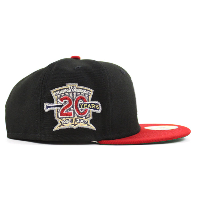 Birmingham Barons 20 Years Patch New Era 59Fifty Fitted hats (Black Red Green UNDER BRIM)