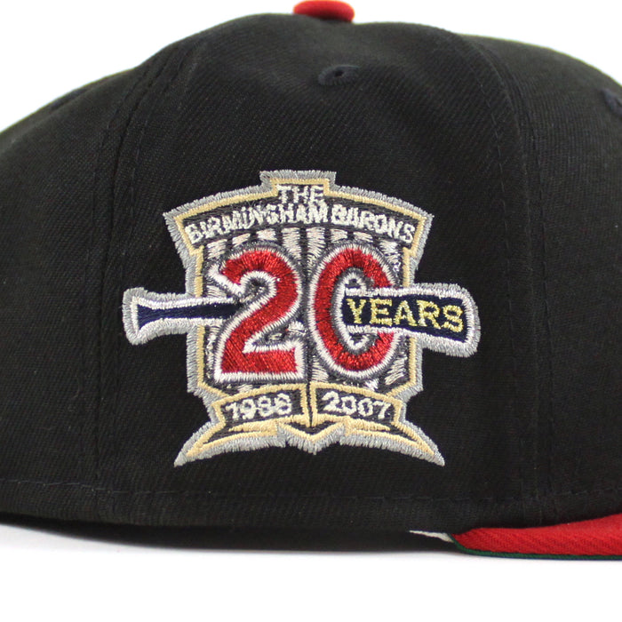 Birmingham Barons 20 Years Patch New Era 59Fifty Fitted hats (Black Red Green UNDER BRIM)
