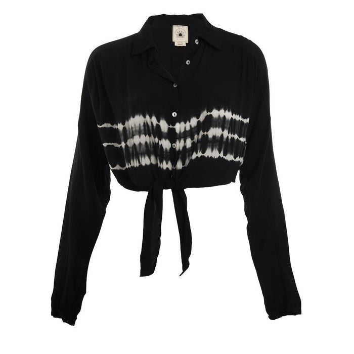 Blusa Crop Negra Blanca Amarre Cintura Reef