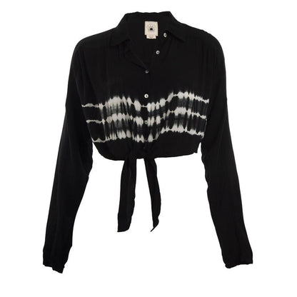 Blusa Crop Negra Blanca Amarre Cintura Reef