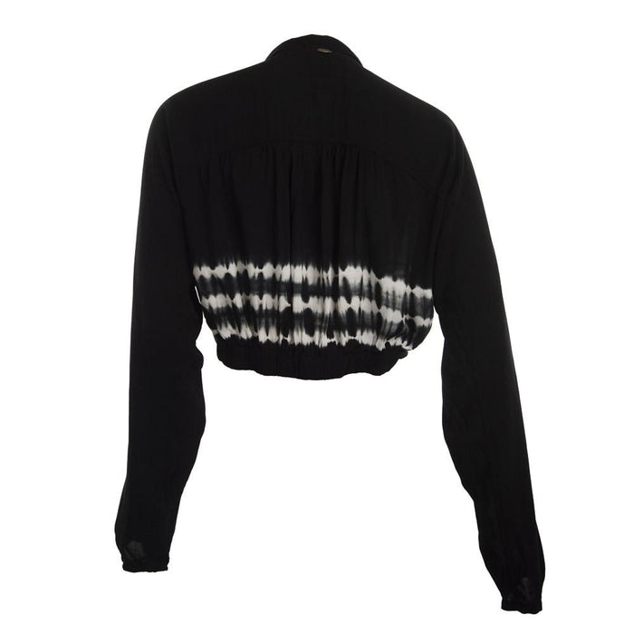 Blusa Crop Negra Blanca Amarre Cintura Reef