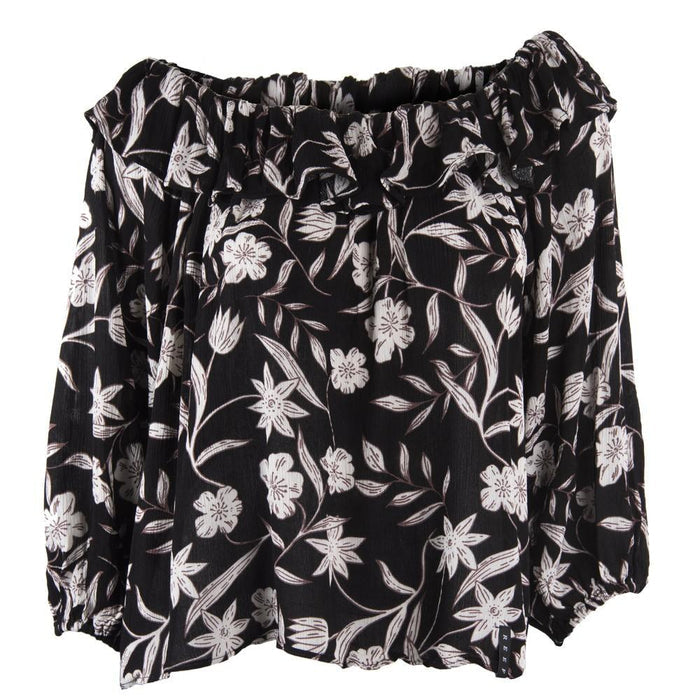 Blusa Negra Flores Blancas Reef