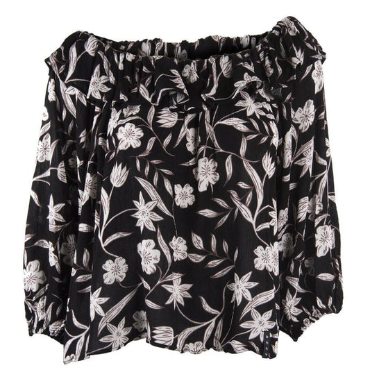 Blusa Negra Flores Blancas Reef