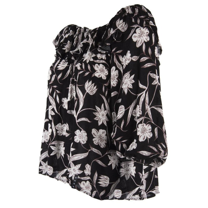 Blusa Negra Flores Blancas Reef