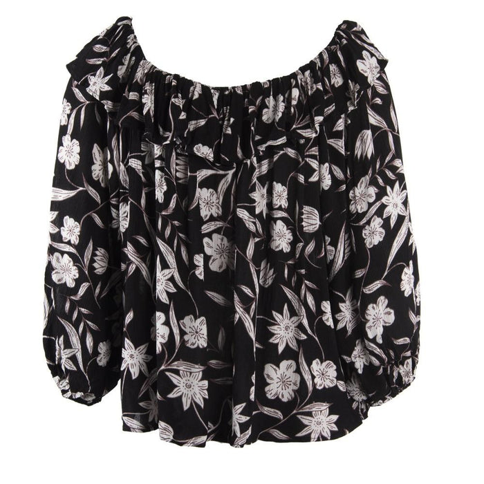 Blusa Negra Flores Blancas Reef