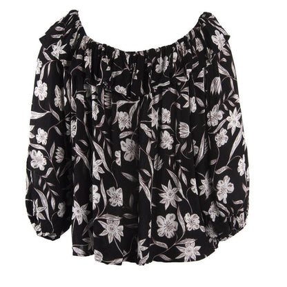 Blusa Negra Flores Blancas Reef