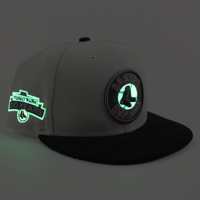 Boston Red Sox 100 Years Fenway Park New Era 59Fifty Fitted Hat (Stone Corduroy Green Underbrim)