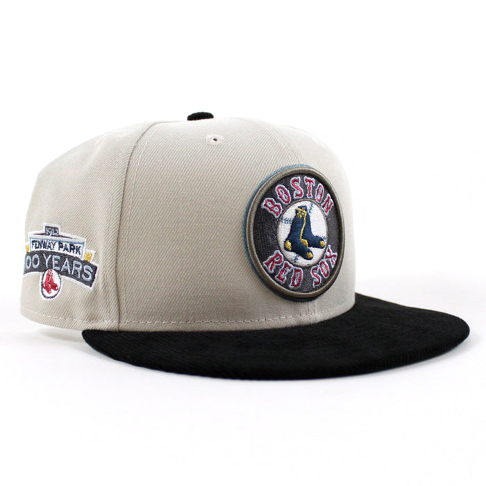 Boston Red Sox 100 Years Fenway Park New Era 59Fifty Fitted Hat (Stone Corduroy Green Underbrim)