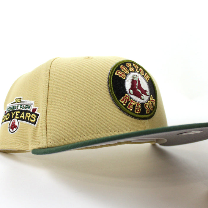 Boston Red Sox 100 Years Fenway Park New Era 59Fifty Fitted Hat (Vegas Gold Cilantro Gray Under Brim)