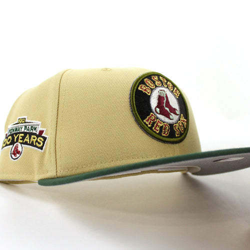 Boston Red Sox 100 Years Fenway Park New Era 59Fifty Fitted Hat (Vegas Gold Cilantro Gray Under Brim)