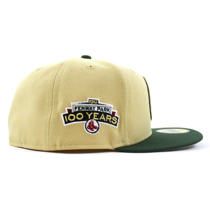 Boston Red Sox 100 Years Fenway Park New Era 59Fifty Fitted Hat (Vegas Gold Cilantro Gray Under Brim)