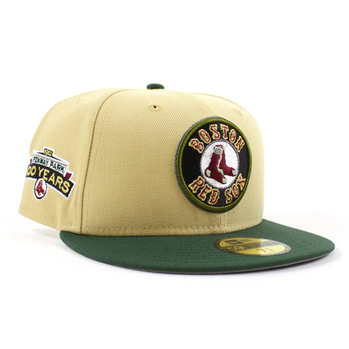 Boston Red Sox 100 Years Fenway Park New Era 59Fifty Fitted Hat (Vegas Gold Cilantro Gray Under Brim)