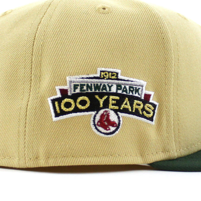 Boston Red Sox 100 Years Fenway Park New Era 59Fifty Fitted Hat (Vegas Gold Cilantro Gray Under Brim)