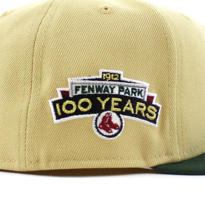 Boston Red Sox 100 Years Fenway Park New Era 59Fifty Fitted Hat (Vegas Gold Cilantro Gray Under Brim)
