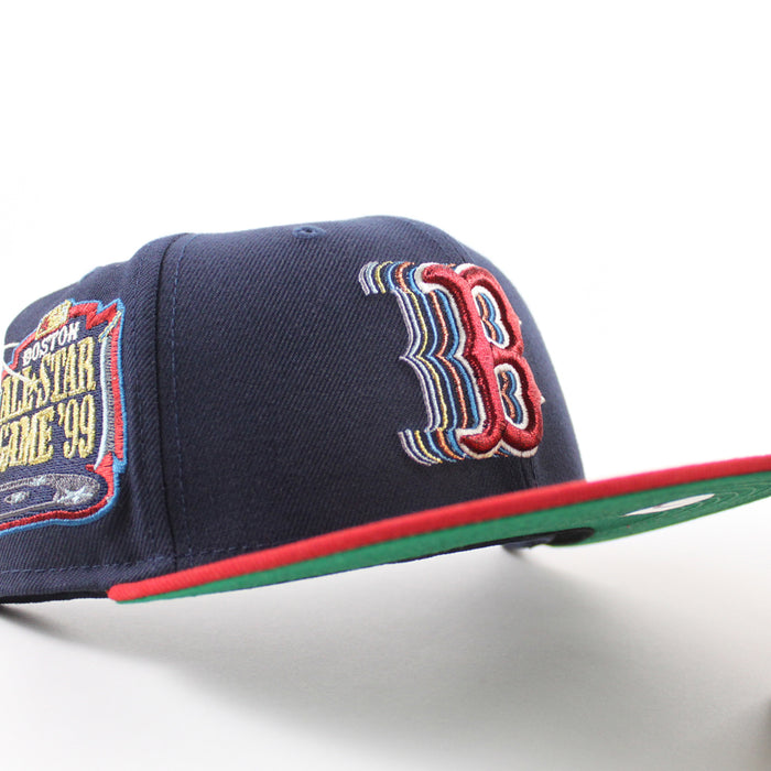 Boston Red Sox 1999 All Star Game New Era 59Fifty Fitted Hat (Navy Scarlet Red Green Under Brim)