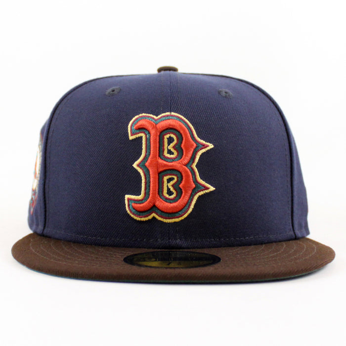 Boston Red Sox 2004 World Series Champion New Era 59Fifty Fitted Hat (Navy Burnt Wood Pine Green Under Brim)