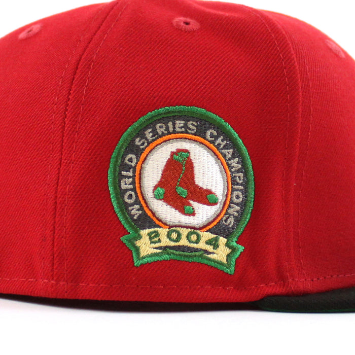 Boston Red Sox 2004 World Series Champion New Era 59Fifty Fitted Hat (Scarlet Red Black Green Under Brim)