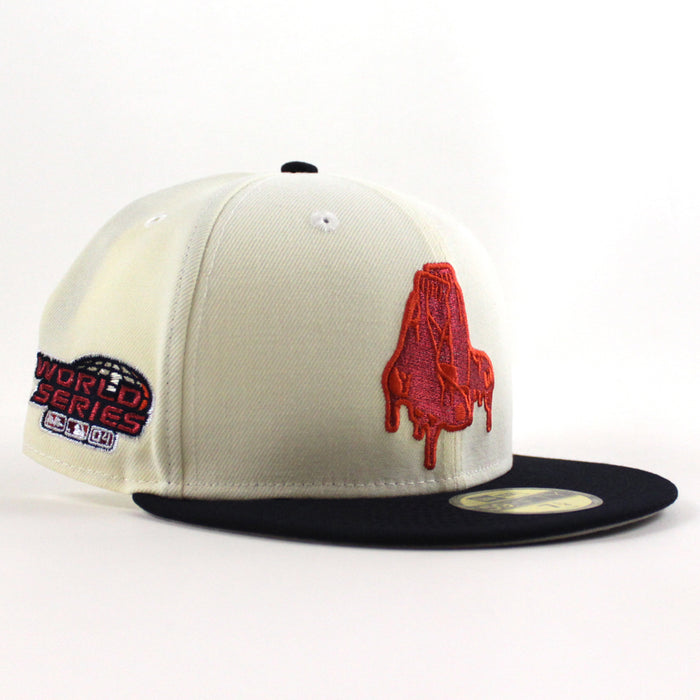 Boston Red Sox 2004 World Series New Era 59Fifty Fitted Hat (Chrome White Navy Gray Under Brim)