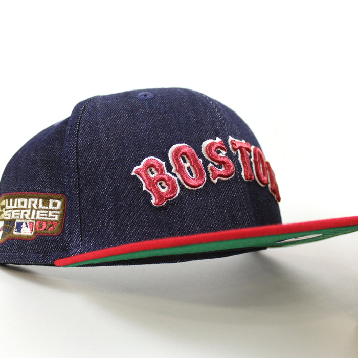 Boston Red Sox 2007 World Series New Era 59Fifty Fitted Hat (Navy Scarlet Red Green Under Brim)