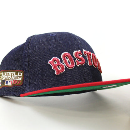 Boston Red Sox 2007 World Series New Era 59Fifty Fitted Hat (Navy Scarlet Red Green Under Brim)