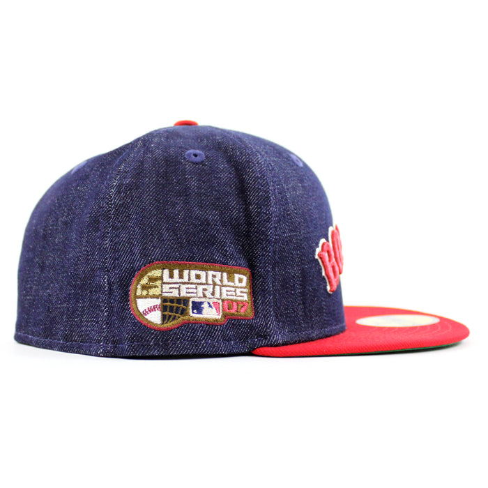 Boston Red Sox 2007 World Series New Era 59Fifty Fitted Hat (Navy Scarlet Red Green Under Brim)