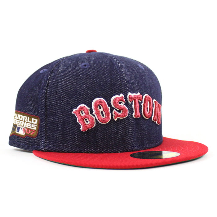 Boston Red Sox 2007 World Series New Era 59Fifty Fitted Hat (Navy Scarlet Red Green Under Brim)