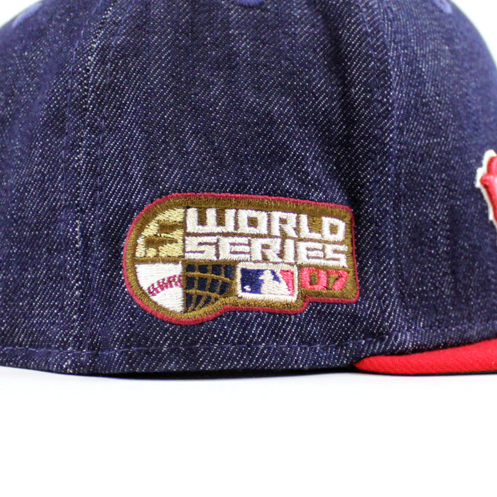 Boston Red Sox 2007 World Series New Era 59Fifty Fitted Hat (Navy Scarlet Red Green Under Brim)