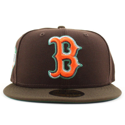 Boston Red Sox 2018 WORLD SERIES New Era 59Fifty Fitted Hat (BURNT WOOD WALNUT EMERALD GREEN )